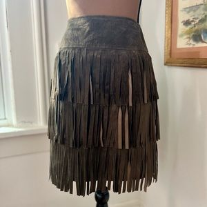 W by Worth genuine suede leather fringe skirt sz 8